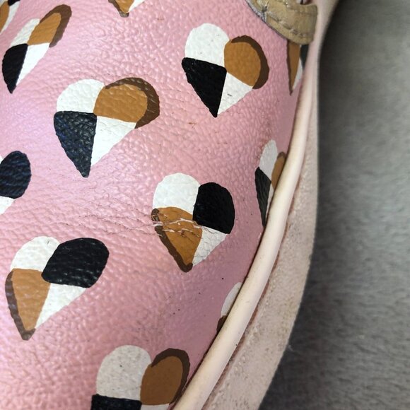 Coach Heart Print Blush Pink Gold Trim Heart Slip On Shoes Size 10B - Picture 15 of 16